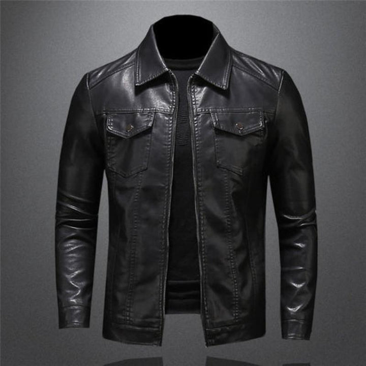 Marc - Elegant Leather Jacket with Shirt Collar