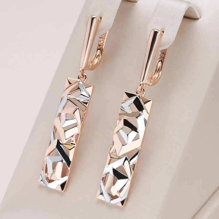 Elegant Rectangular Gold and Silver Earrings - Elena Harper