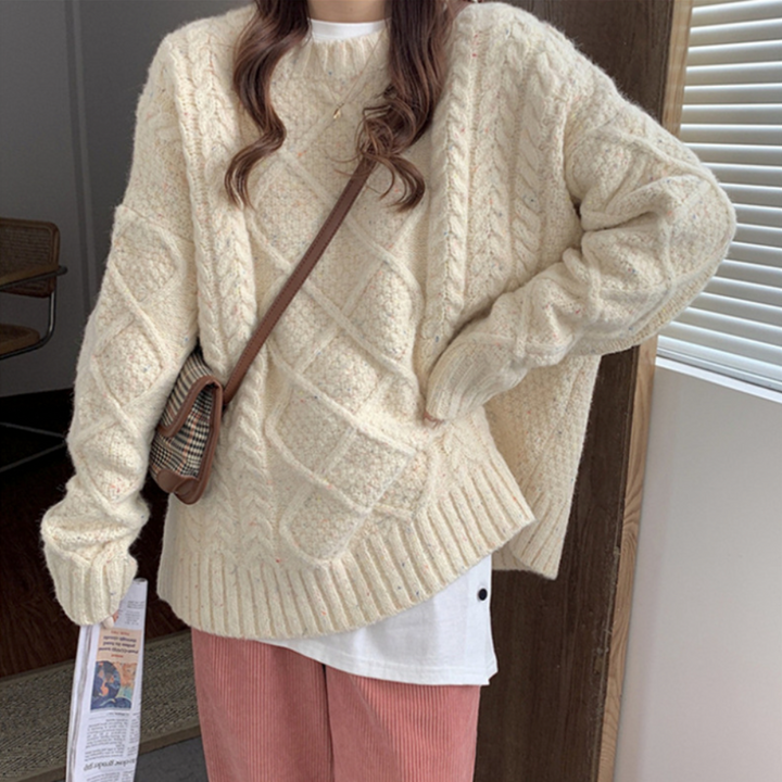 Fiona Oversized Knit Sweater with Batwing Sleeves, view 6 - Elena Harper