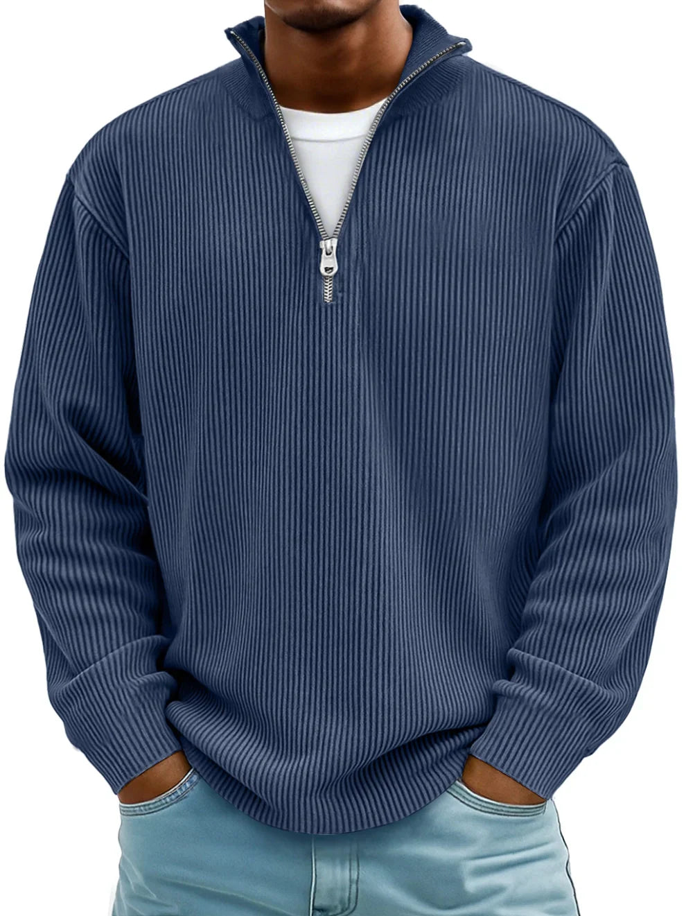 LAURENT MONACO | CLASSIC CABLE KNIT HALF-ZIP PULLOVER FOR MEN