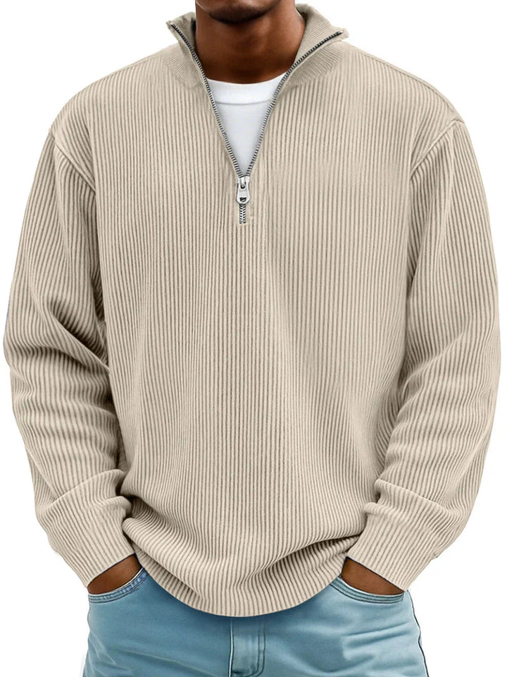 JASON – RELAXED HALF-ZIP RIBBED SWEATER