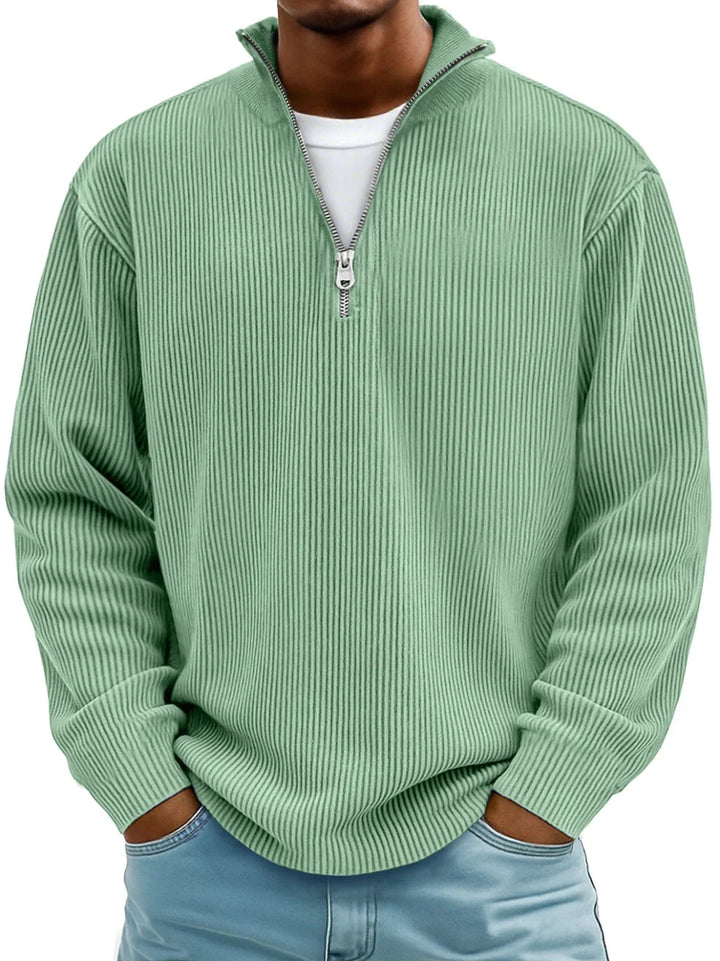 Relaxed-Fit Half-Zip Jumper in Hard-Wearing Knit