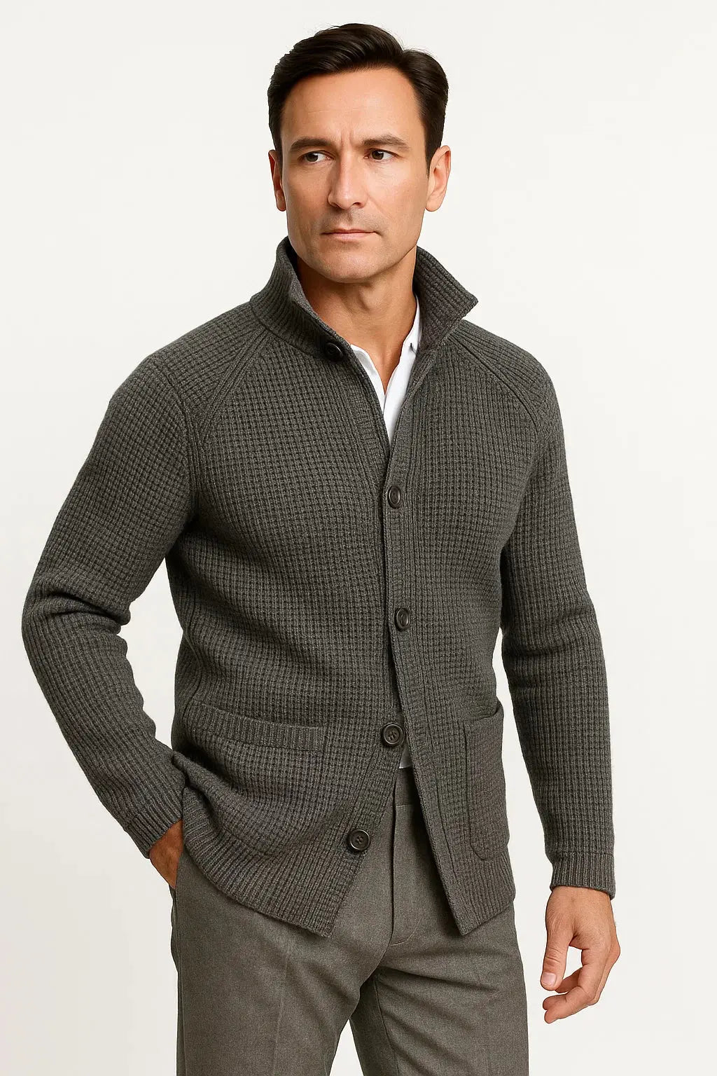 Harrington Oxford | Men's Cardigan Buttoned Casual Comfortable Fit
