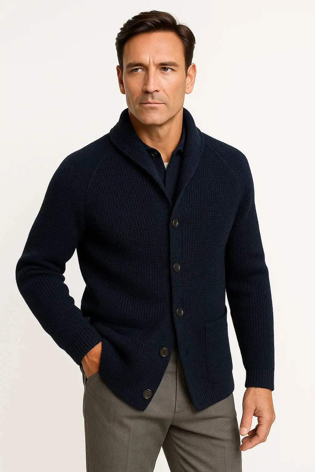 Harrington Oxford | Men's Cardigan Buttoned Casual Comfortable Fit