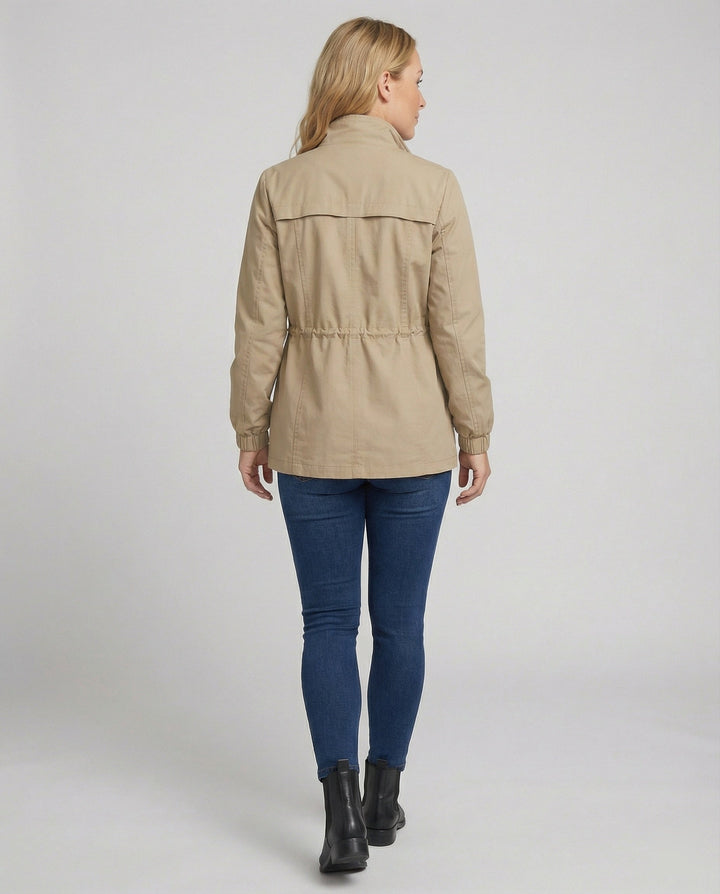 Women's Utility Jacket with Adjustable Waist - Casual Chic and Practical