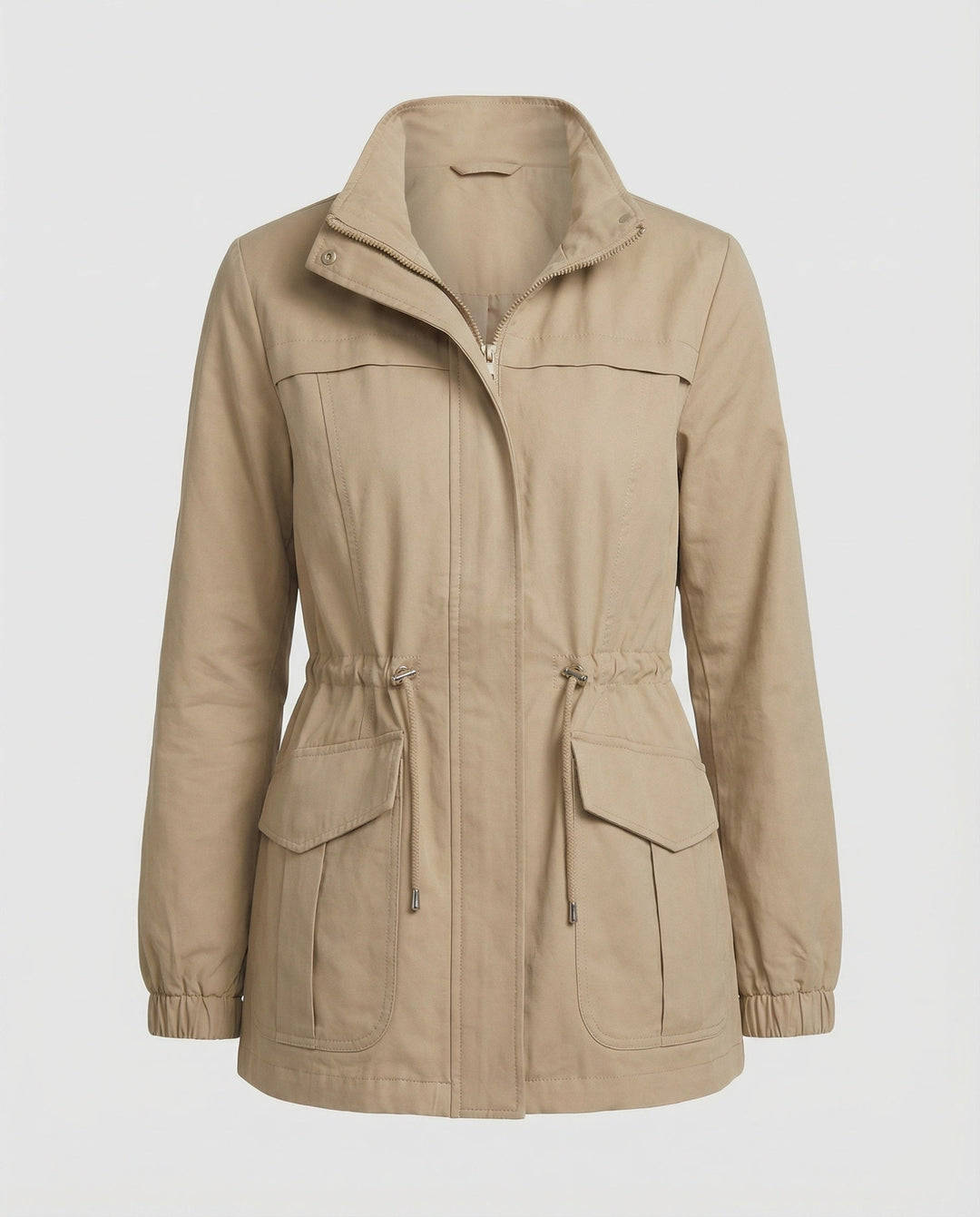 Women's Utility Jacket with Adjustable Waist - Casual Chic and Practical