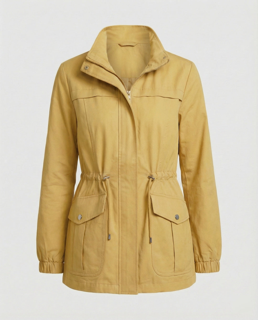 Women's Utility Jacket with Adjustable Waist - Casual Chic and Practical