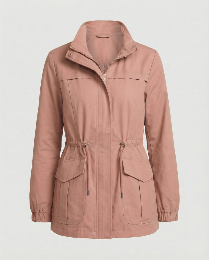 Women's Utility Jacket with Adjustable Waist - Casual Chic and Practical