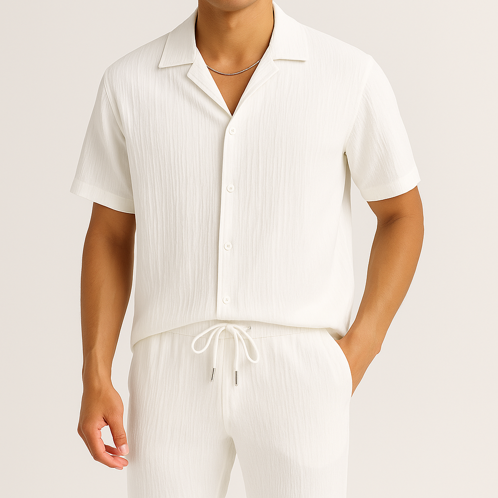 Harrington Oxford | Men Summer Two-Piece Set Pleated Synthetic