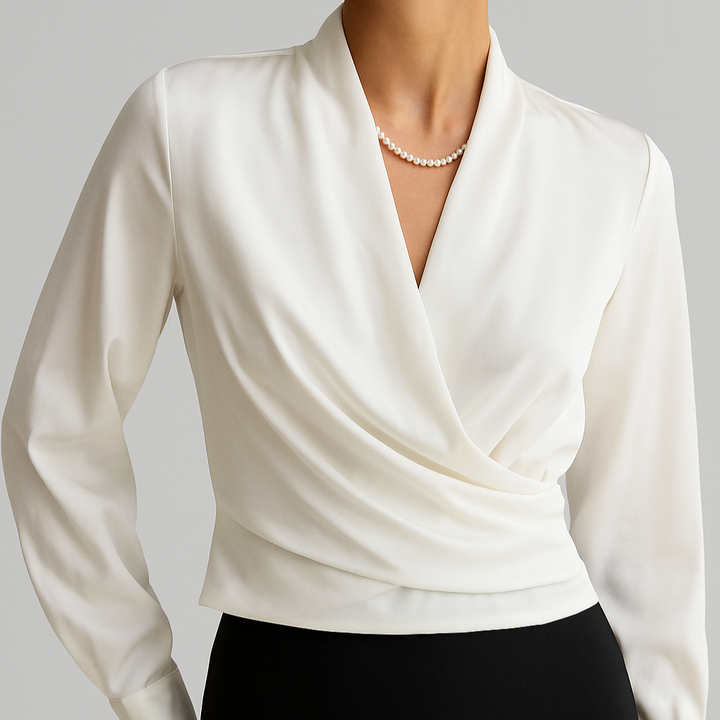 Elegant Long Sleeve Women's Wrap Blouse