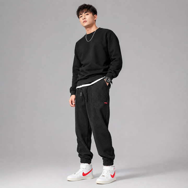 Montarello Corduroy Joggers for Men, Fleece-Lined
