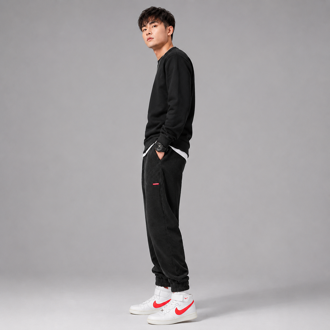 Montarello Corduroy Joggers for Men, Fleece-Lined