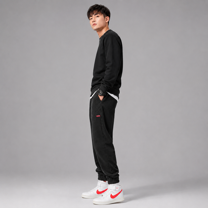 Montarello Corduroy Joggers for Men, Fleece-Lined