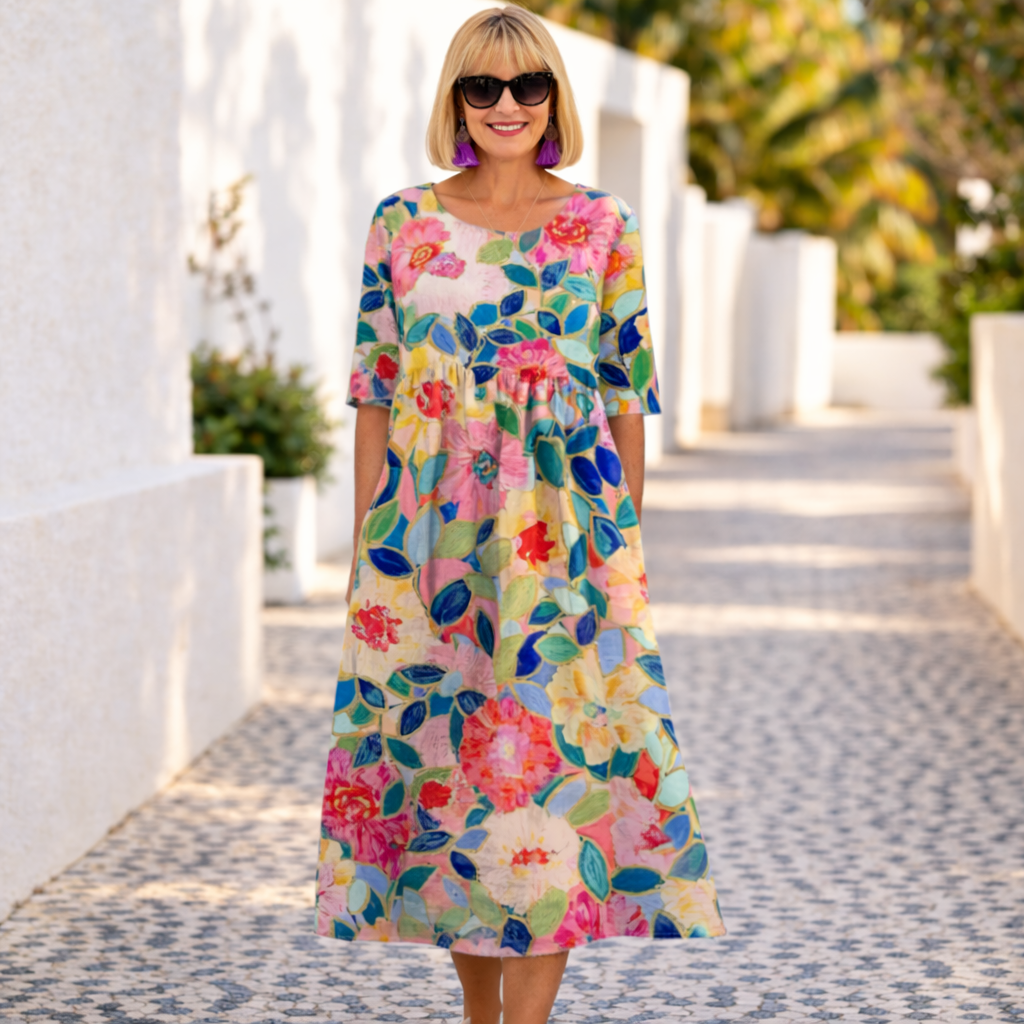 Susan Floral Dress with a Summer Vibe - Elena Harper