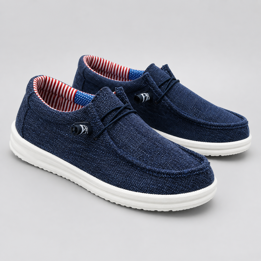 Men's Montarello Canvas Slip-On Loafers with Elastic Laces
