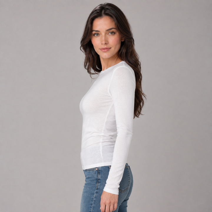 Montarello Women's Long Sleeve Top, Fitted Cut, Round Neck