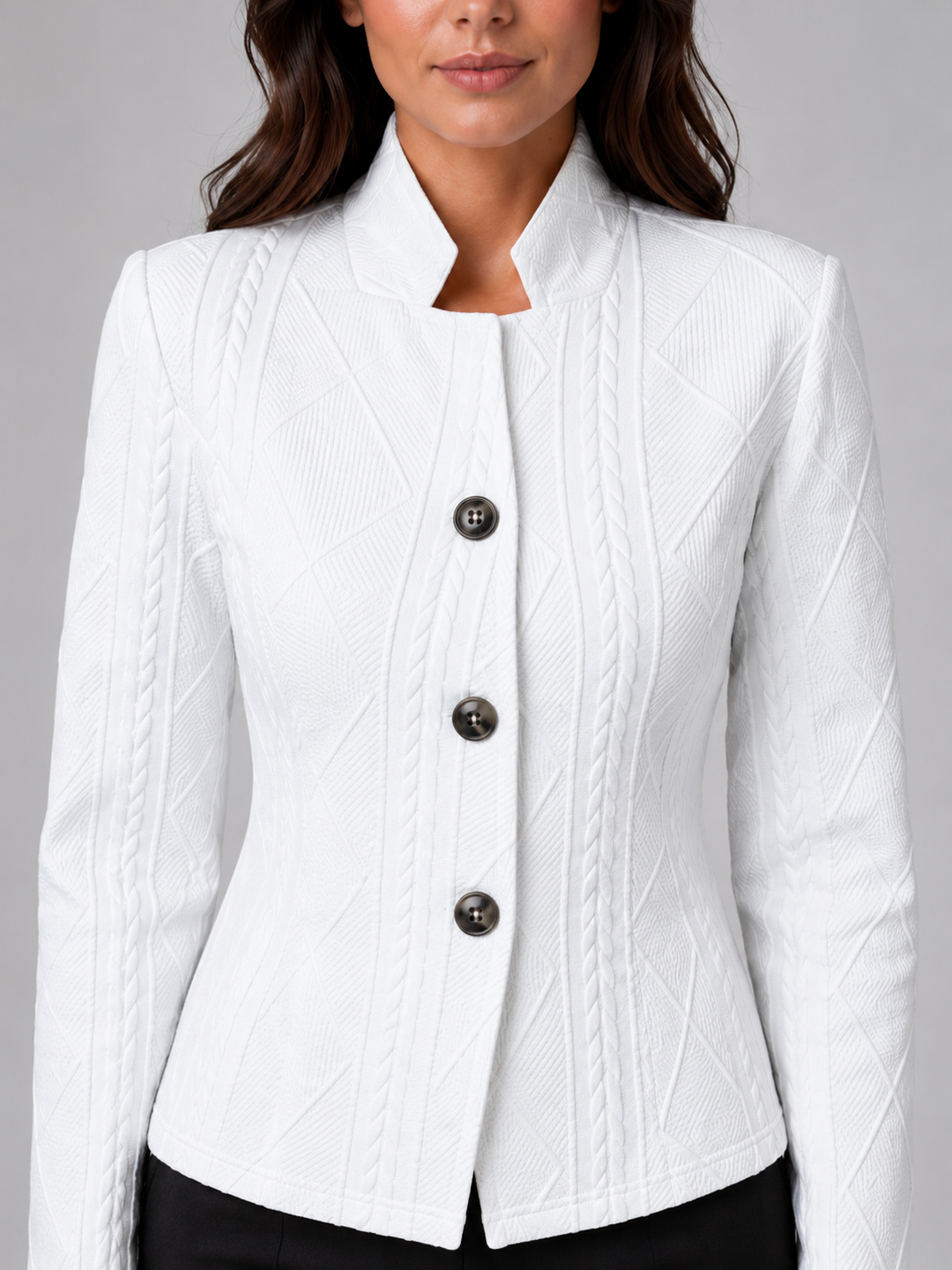 Montarello Blazer for Women, Tailored Cut, Textured Round Collar