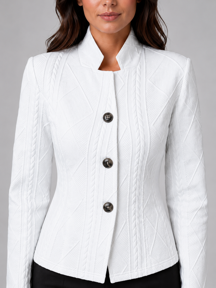 Montarello Blazer for Women, Tailored Cut, Textured Round Collar