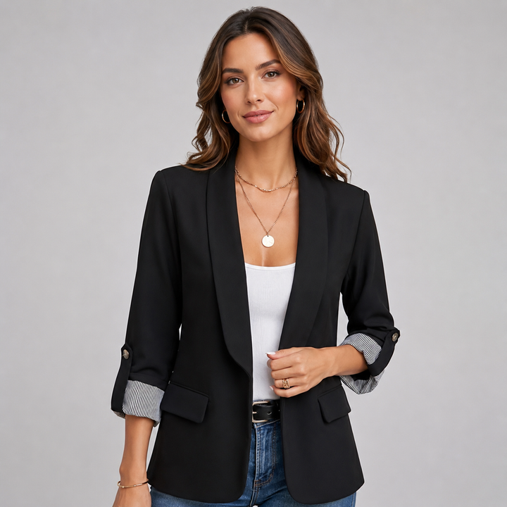 Montarello Blazer for Women, Open Front, Puff Sleeves