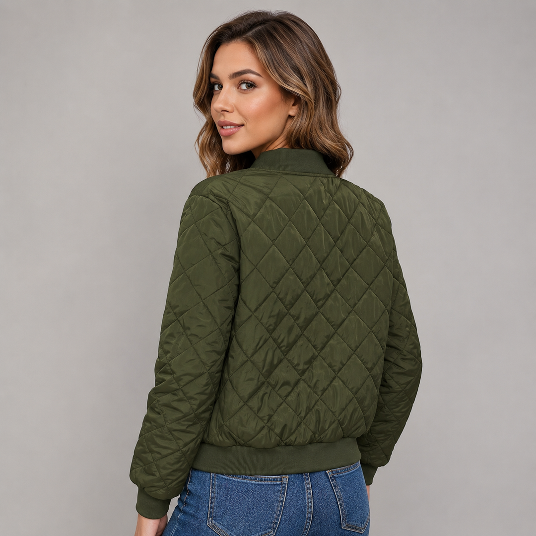 Short Montarello bomber jacket for women, diamond quilted