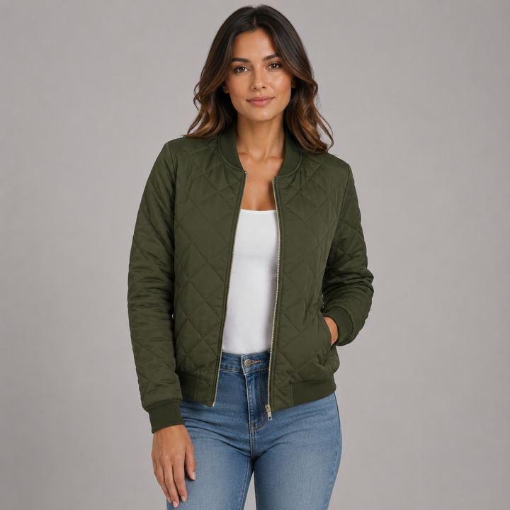 Short Montarello bomber jacket for women, diamond quilted