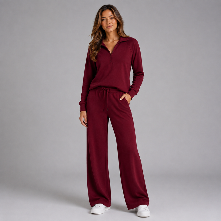 Montarello Women's Indoor Set, Half-Zip, High Collar, Wide Legs