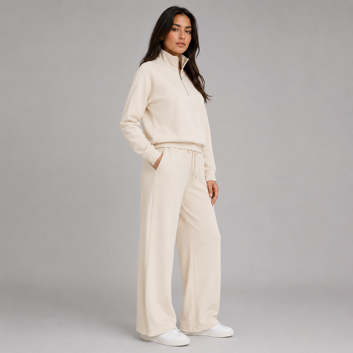 Montarello Women's Indoor Set, Half-Zip, High Collar, Wide Legs