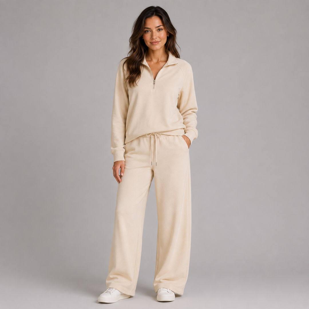 Montarello Women's Indoor Set, Half-Zip, High Collar, Wide Legs