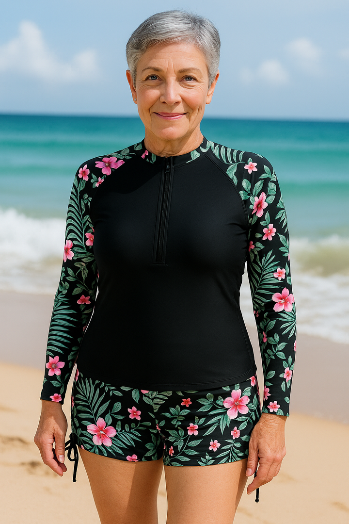SereniSea Swimwear UV Protection Rash Set Sun-Safe Elegance, All-Day Ease - Elena Harper