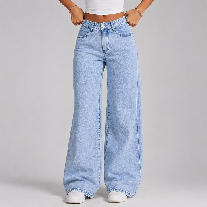 Montarello Women's Jeans Wide Leg High Waist Acid Wash - Elena Harper