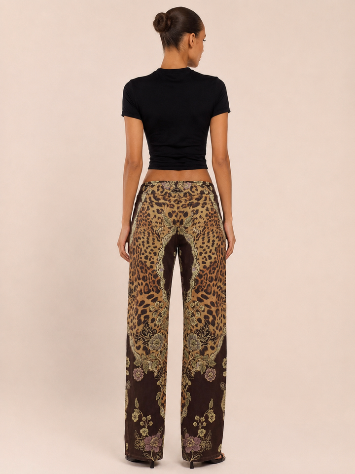 Leopard Baroque Lace-Up Pants, view 3 - Elena Harper