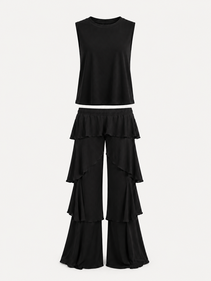 Midnight Ruffle Two-Piece Set, view 6 - Elena Harper