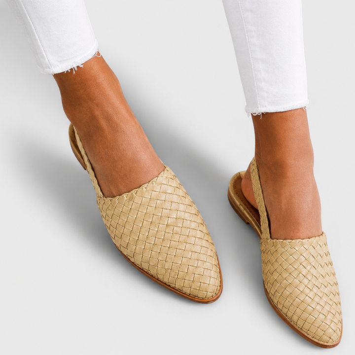 Simone Woven Loafers with Back Strap, view 4 - Elena Harper