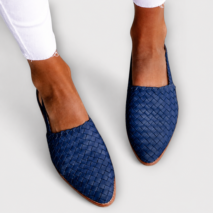 Simone Woven Loafers with Back Strap, view 2 - Elena Harper