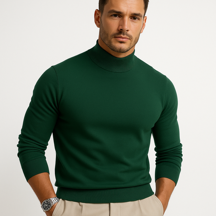 Fine Knitted Turtleneck Sweater Men Regular Fit Winter