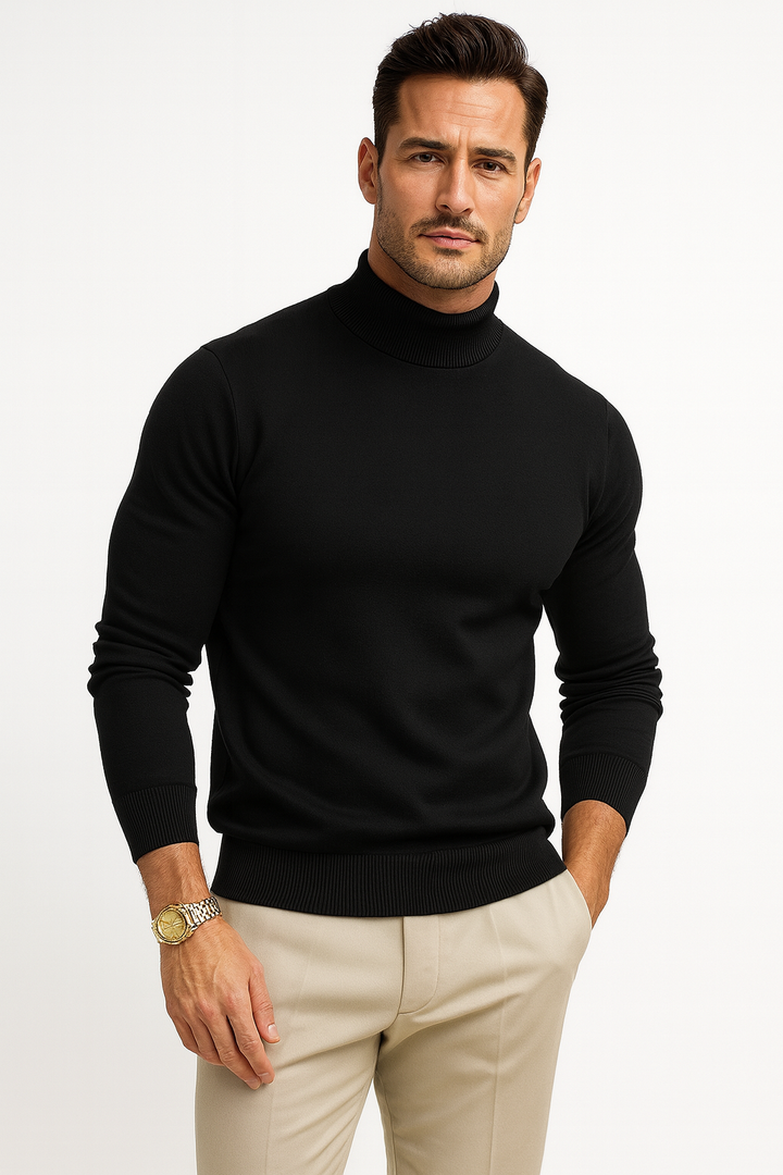 Fine Knitted Turtleneck Sweater Men Regular Fit Winter