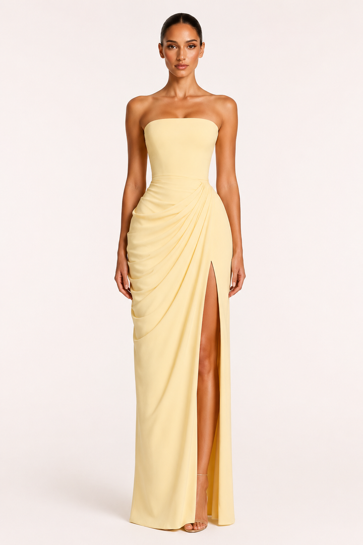 Long dress for women elegant event fitted cut side slit - Ottilie