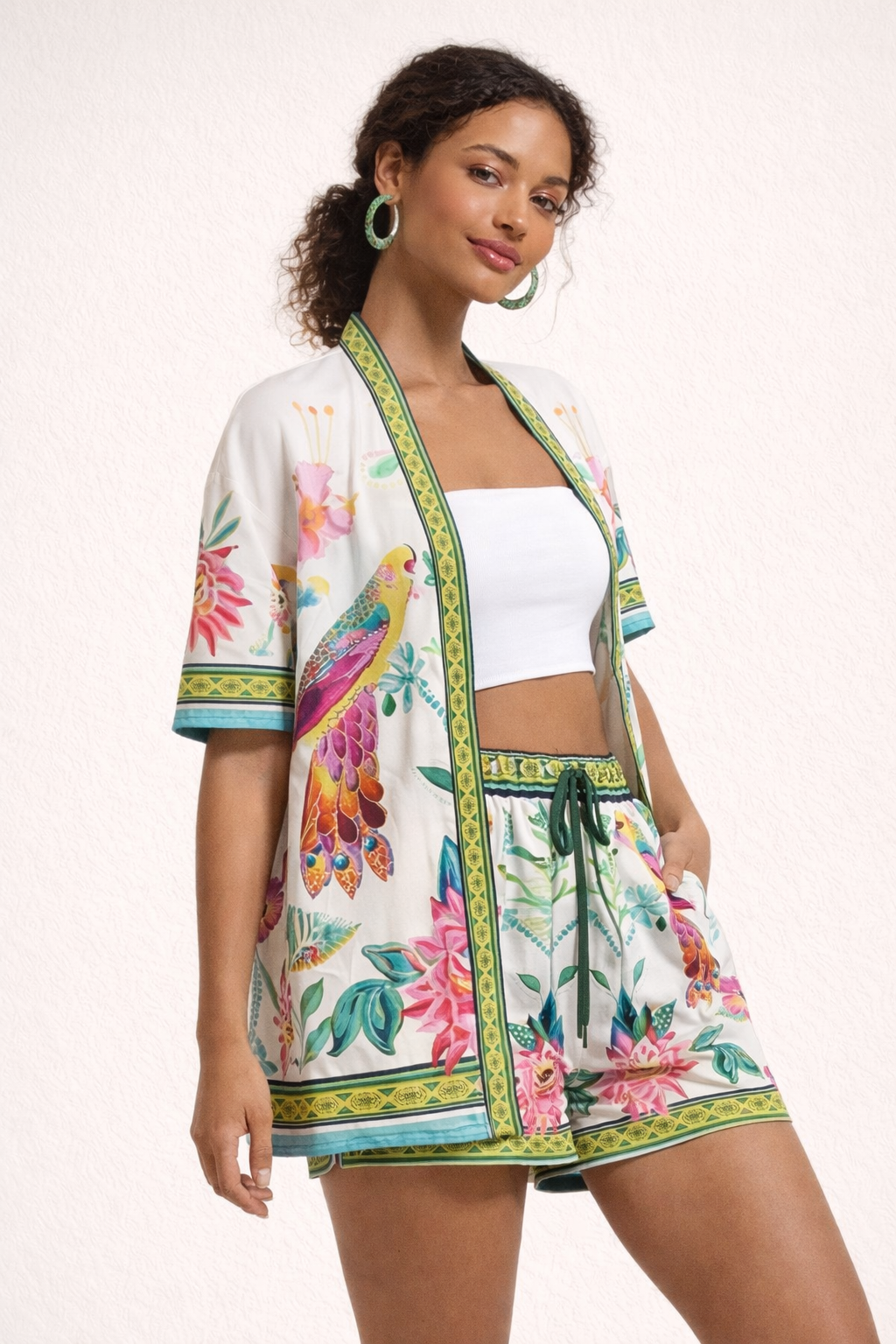 Printed set with comfortable shorts for women - Mara