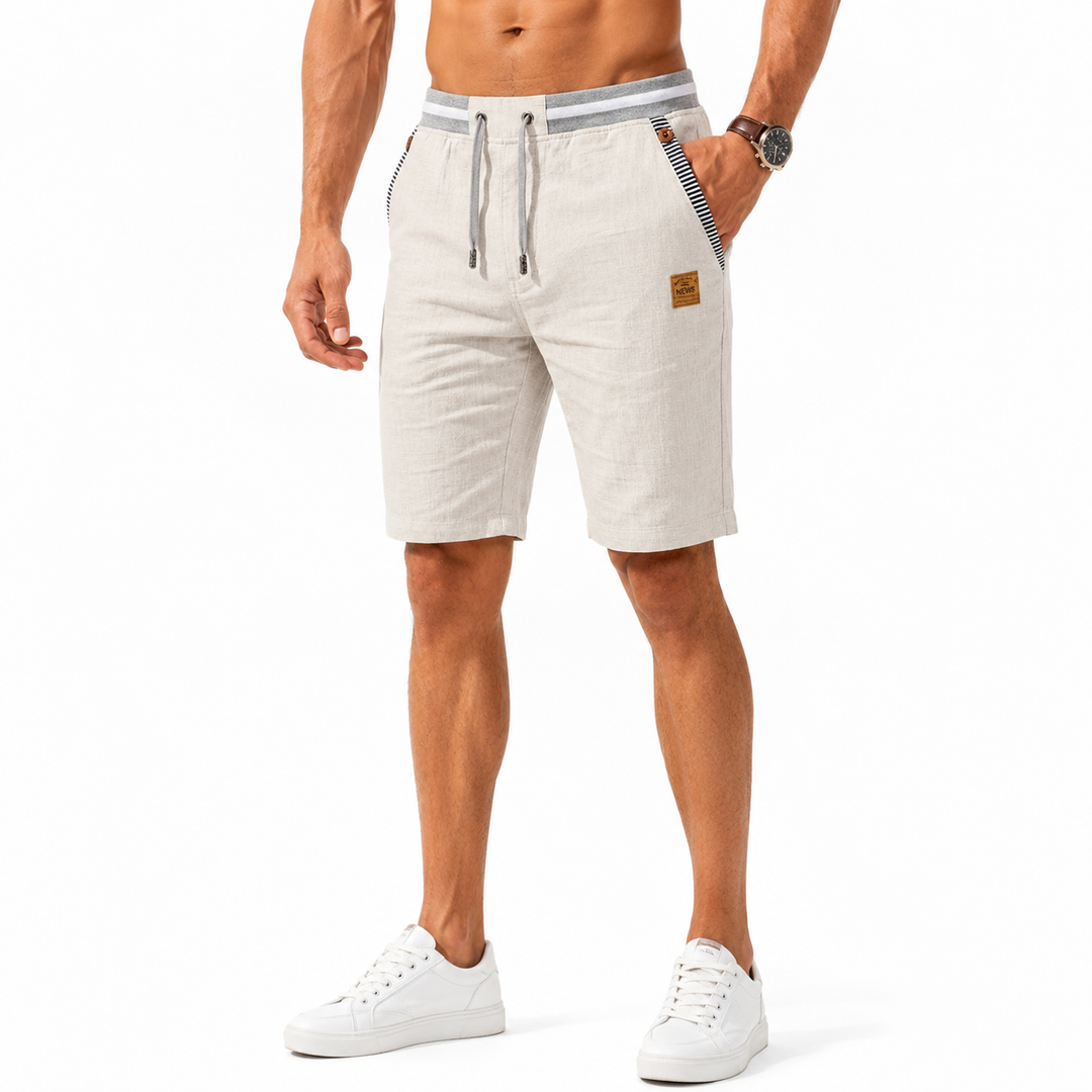 Montarello Men's Beach Shorts with Linen Look, Drawstring, and Pockets