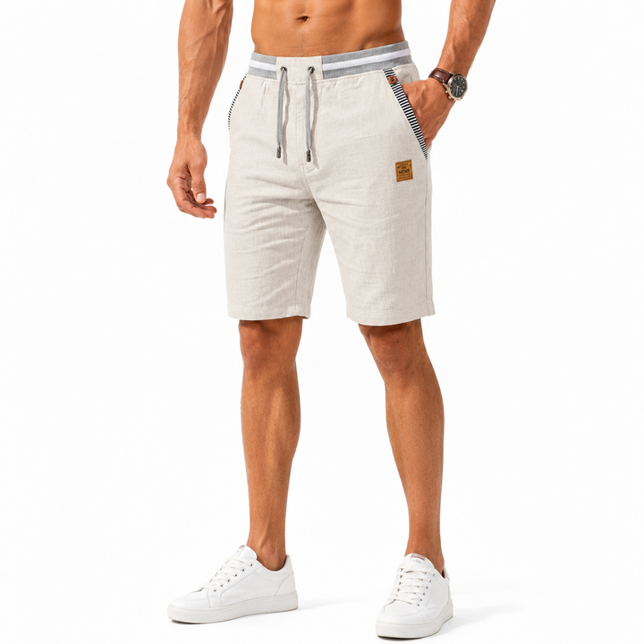 Montarello Men's Beach Shorts with Linen Look, Drawstring, and Pockets