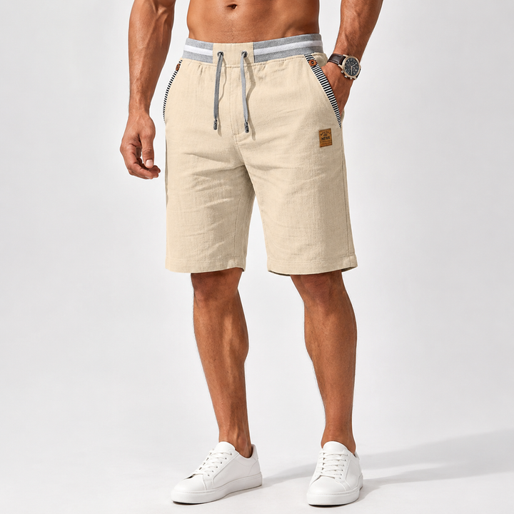 Montarello Men's Beach Shorts with Linen Look, Drawstring, and Pockets
