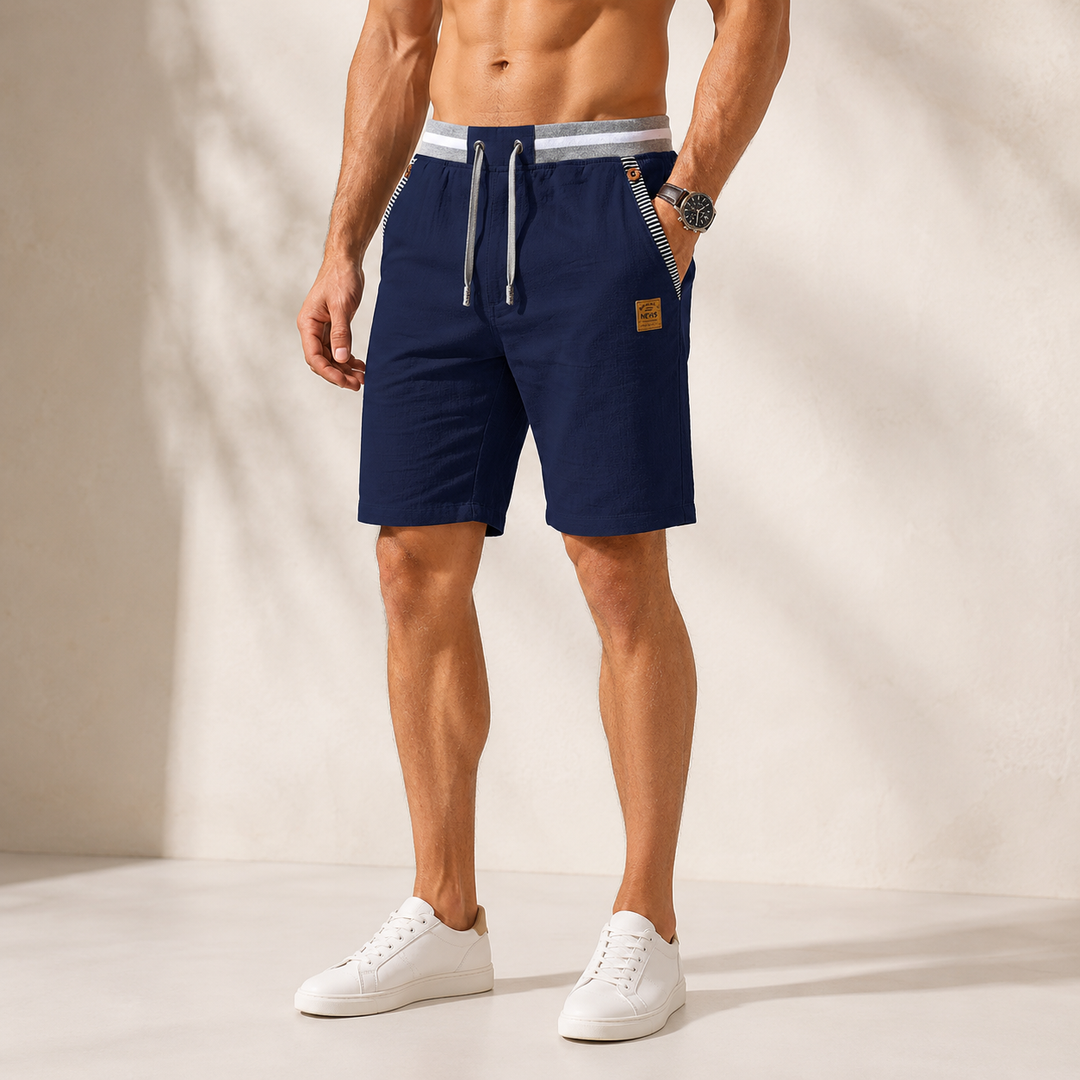 Montarello Men's Beach Shorts with Linen Look, Drawstring, and Pockets