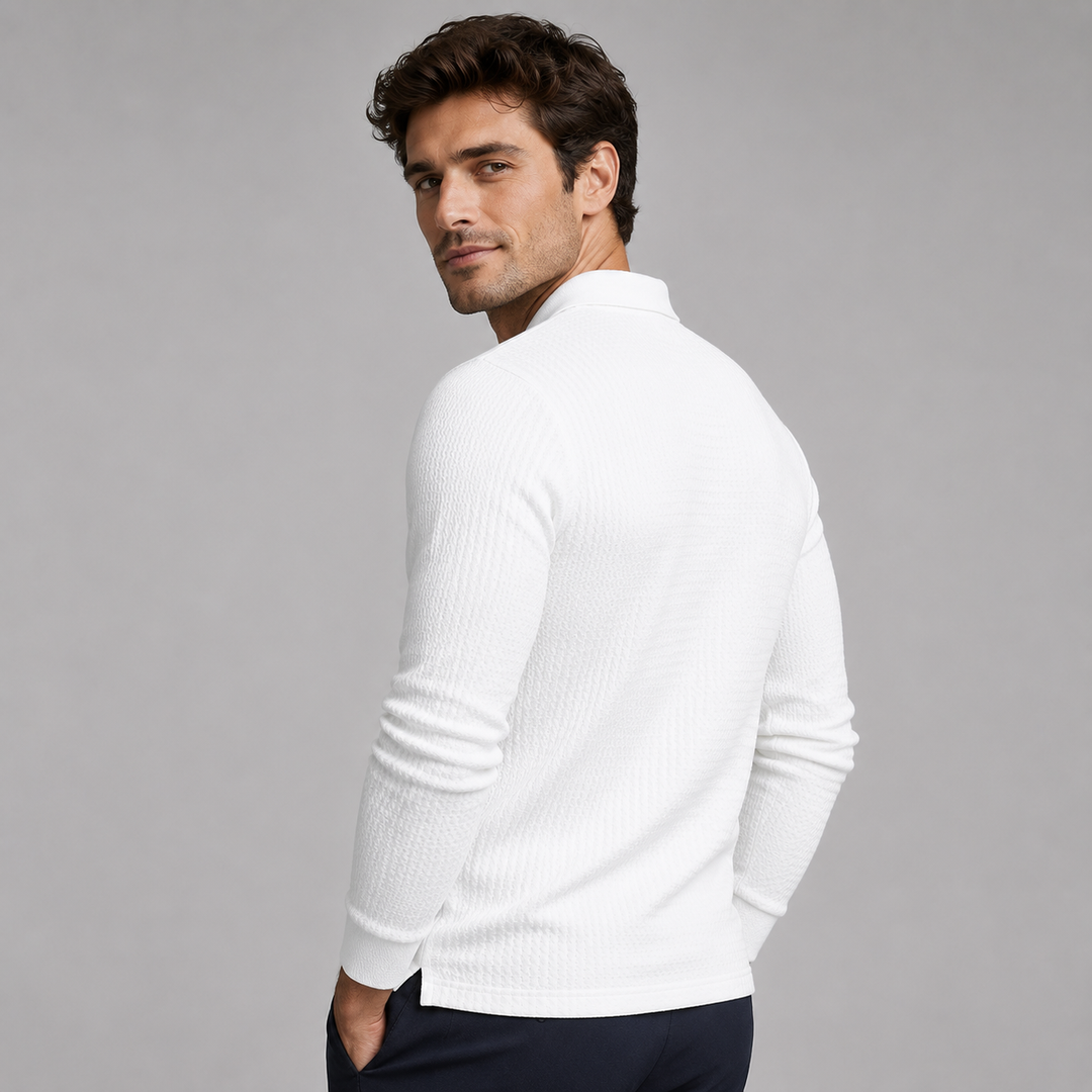 Men's Long Sleeve Ribbed Polo Sweater Montarello