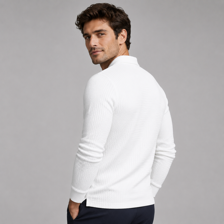 Men's Long Sleeve Ribbed Polo Sweater Montarello
