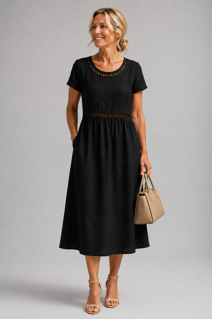 MODERN MIDI DRESS WITH EMBROIDERY FOR WOMEN
