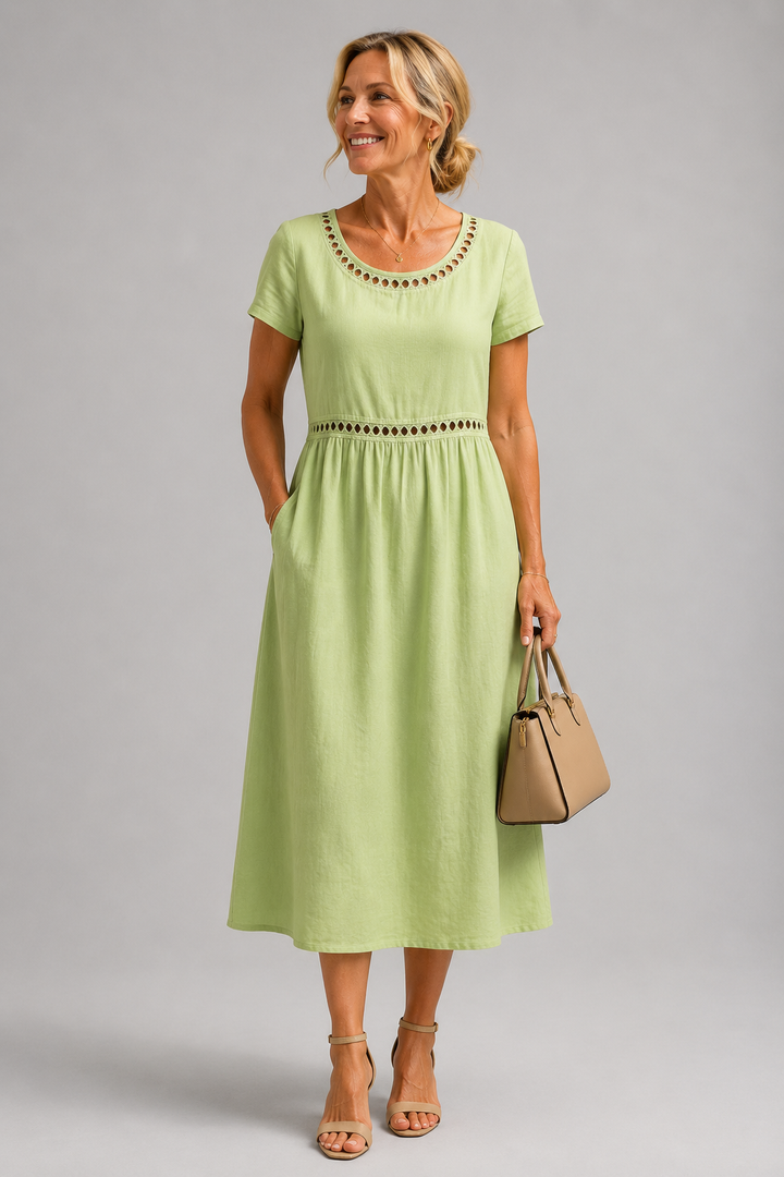 MODERN MIDI DRESS WITH EMBROIDERY FOR WOMEN