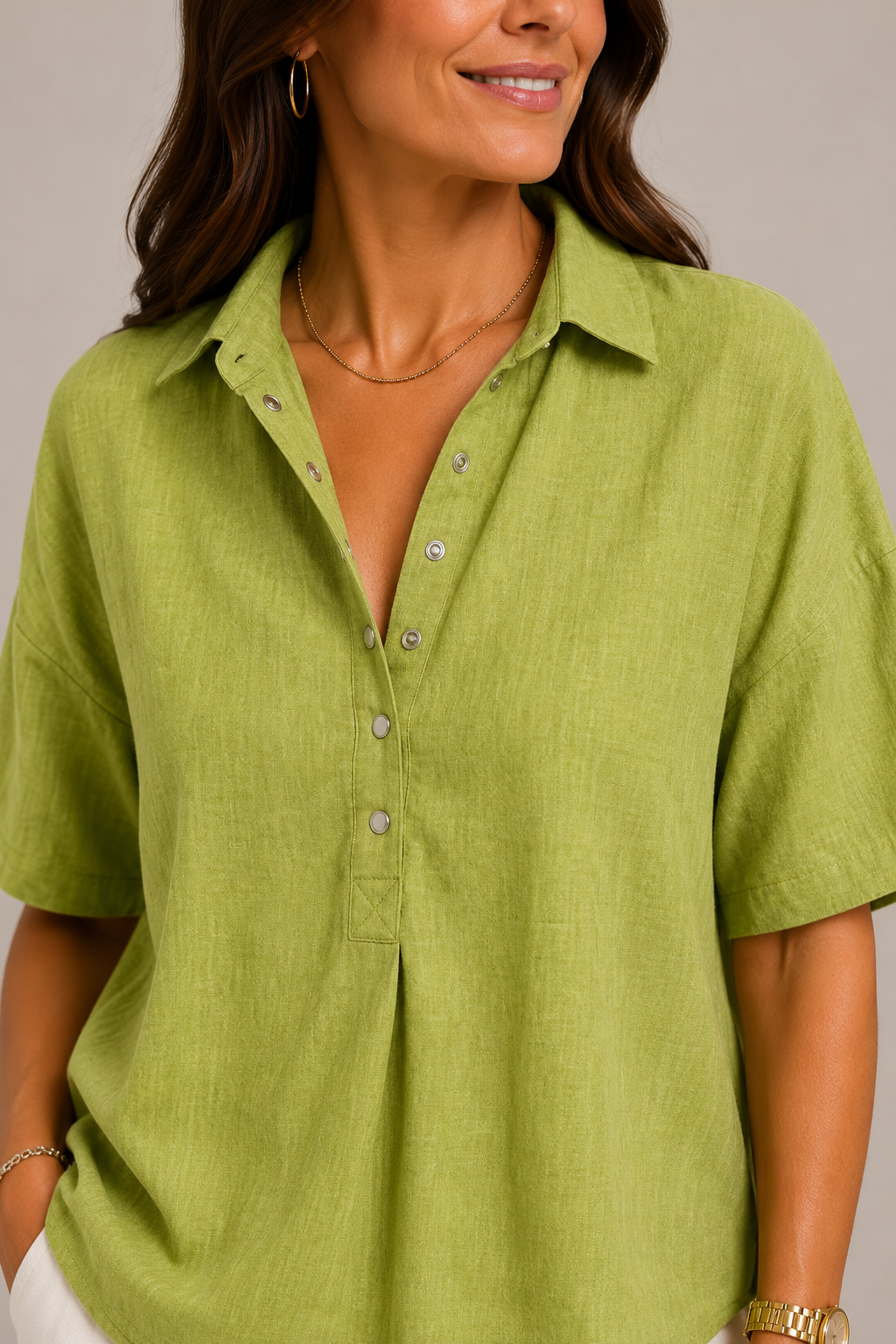 CHIC BLOUSE WITH V-NECK FOR WOMEN