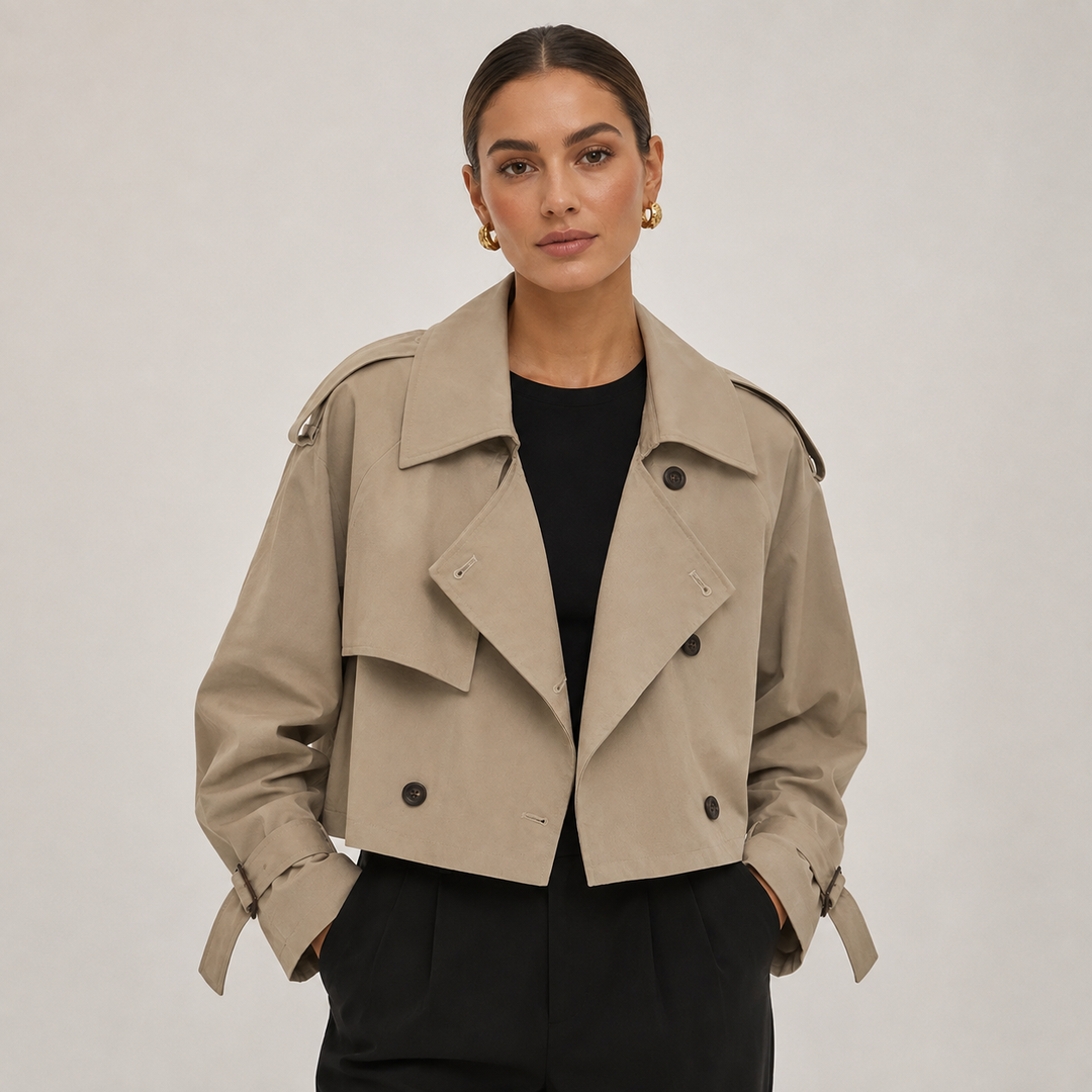 Montarello Women's Short Double-Breasted Trench Coat