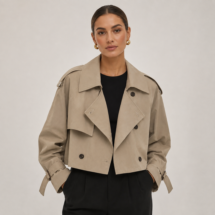 Montarello Women's Short Double-Breasted Trench Coat