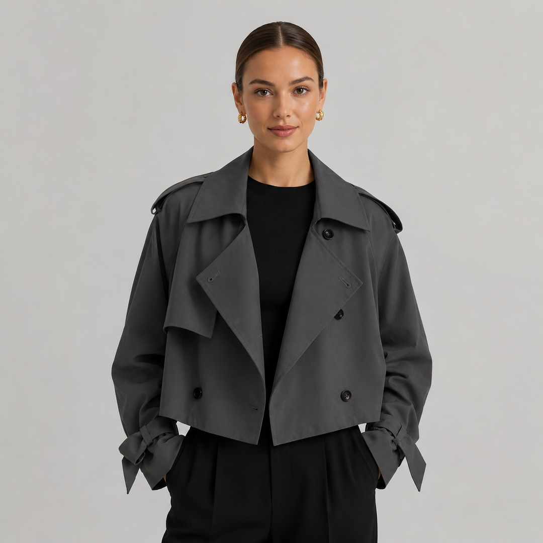 Montarello Women's Short Double-Breasted Trench Coat